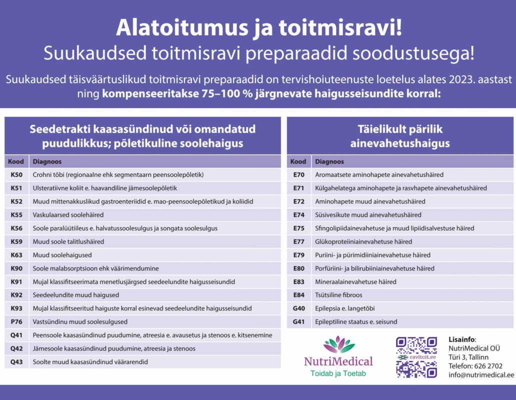 Suukaudsete toitmisravi preparaatide soodustuse võimalus